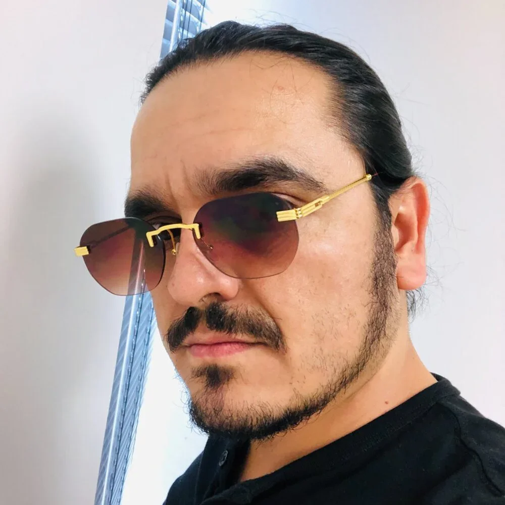 Men Sunglasses Brown‎ Lens Square Gold Frame Street Wear Light Weight Lentes New